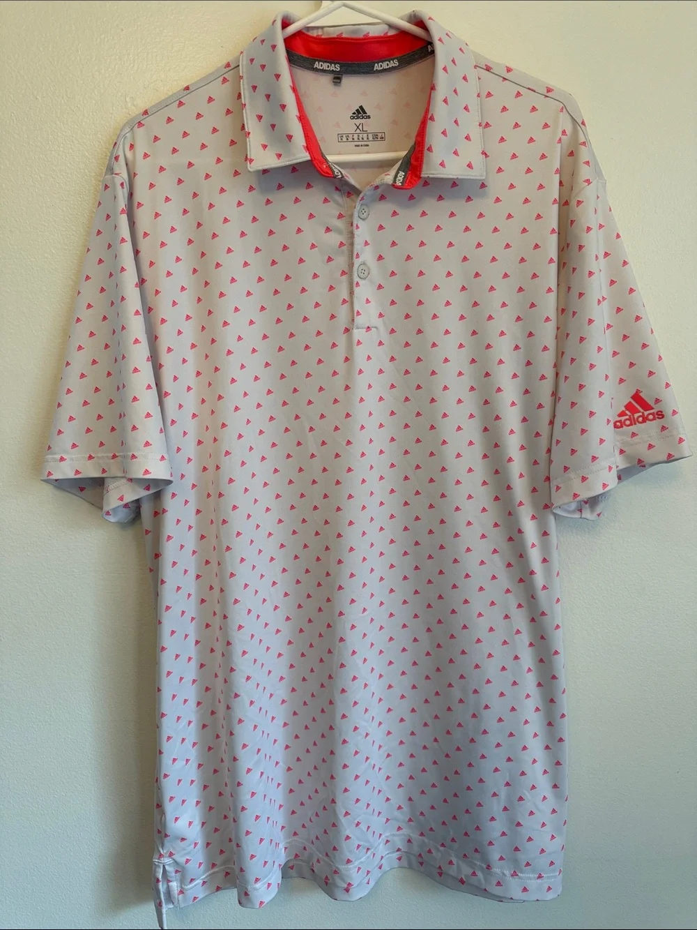 Adidas Ultimate365 Performance Golf Polo with pink adidas logos